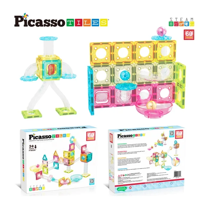 Конструктор Picasso магнітний Tiles Mini Diamond Marble Run Track Set 60 деталей (817338028299)