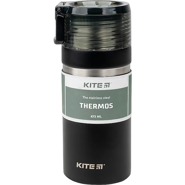 Поильник-непроливайка Kite термос 473 мл, черный (K21-320-03)