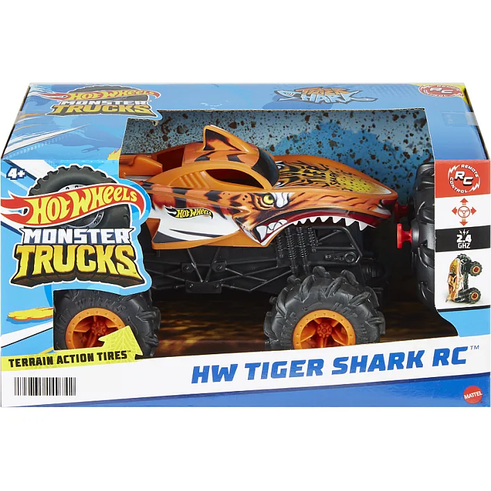 Радіокерована іграшка Hot Wheels Автомодель Monster Trucks Тигроакула 1:24 (HNV03)