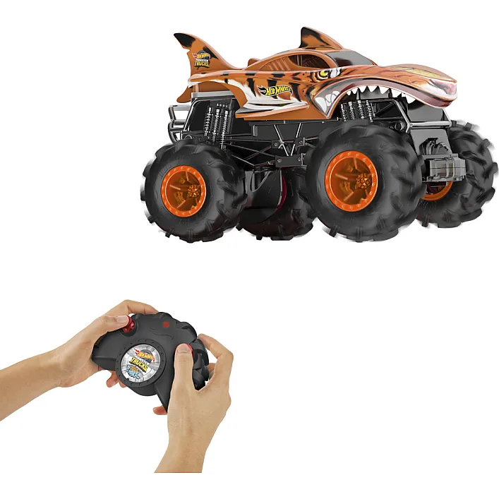 Радіокерована іграшка Hot Wheels Автомодель Monster Trucks Тигроакула 1:24 (HNV03)