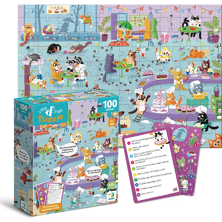 Пазл DoDo Шукай та знаходь Котяче кафе, 100 елементів (300667)