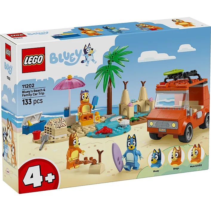 Конструктор LEGO Bluey Пляж и семейная поездка на автомобиле Блуи (11202)