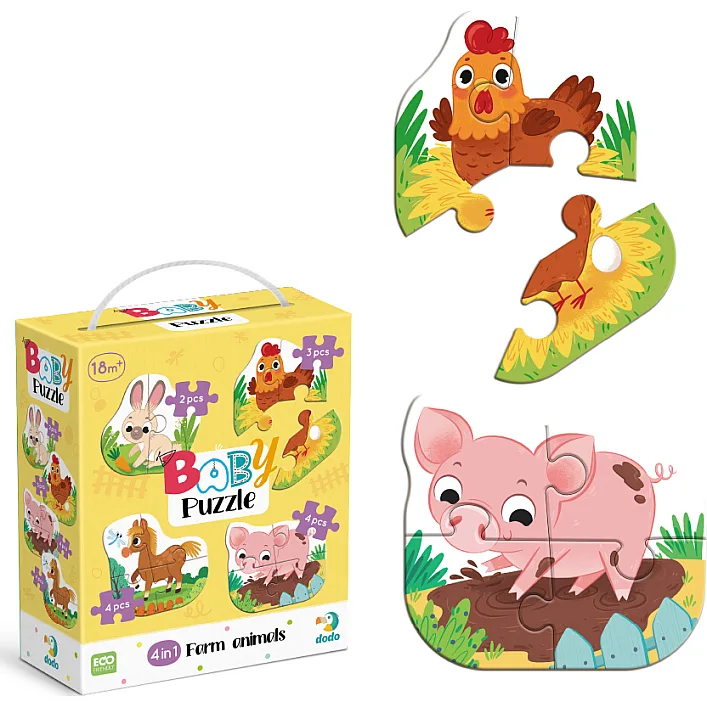 Пазл DoDo 4 в 1 Baby puzzle. Сільські тварини (300686)