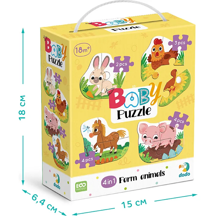 Пазл DoDo 4 в 1 Baby puzzle. Сільські тварини (300686)