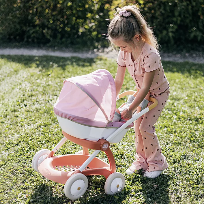 Коляска для ляльок Smoby Baby Nurse Теракотова пудра, люлька з корзиною, 18 міс.+ (7600254124)