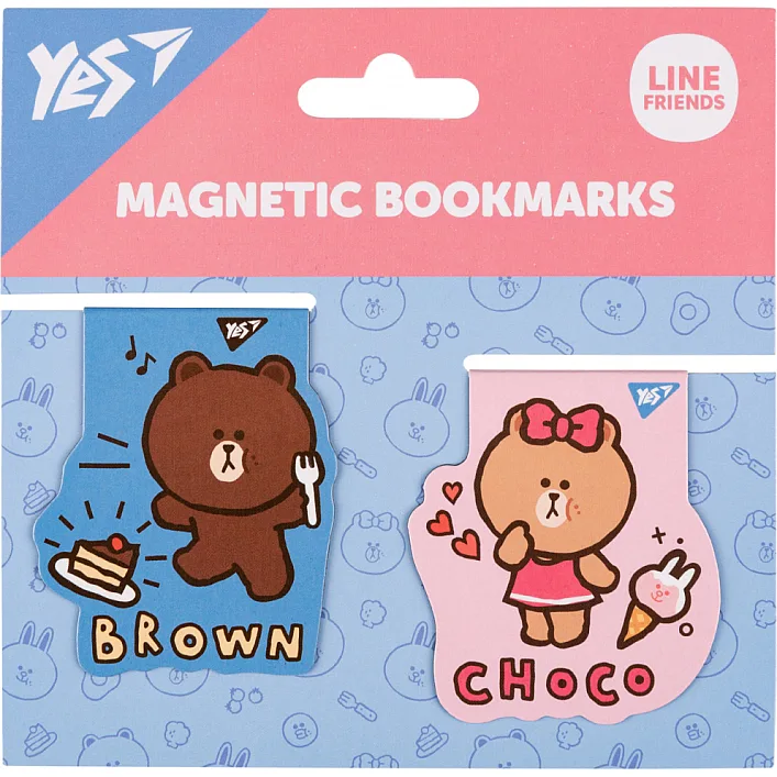 Закладки для книг Yes магнітні Line Friends Brown and Choco, 2шт (708106)