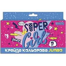 Мел 1 вересня цветной 9 шт, JUMBO "Cool girl" (400409)