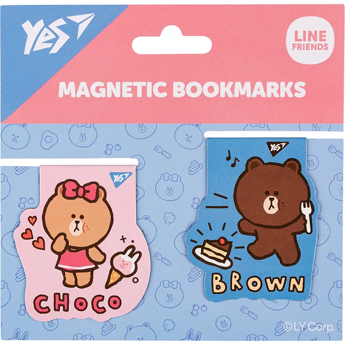 Закладки для книг Yes магнітні Line Friends Brown and Choco, 2шт (708106)