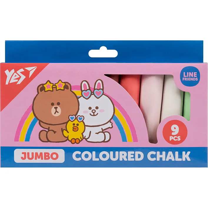 Крейда Yes кольорова Line Friends 9 шт JUMBO (400502)