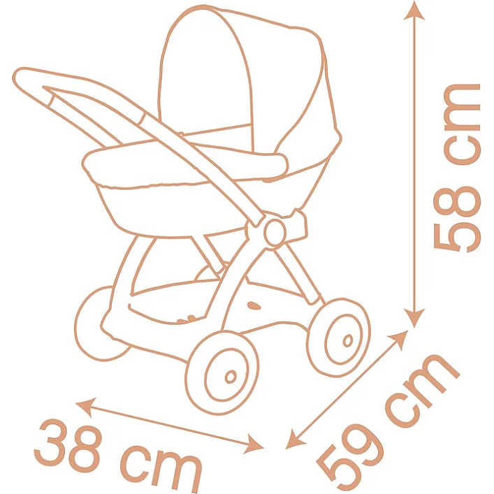 Коляска для ляльок Smoby Baby Nurse Теракотова пудра, люлька з корзиною, 18 міс.+ (7600254124)