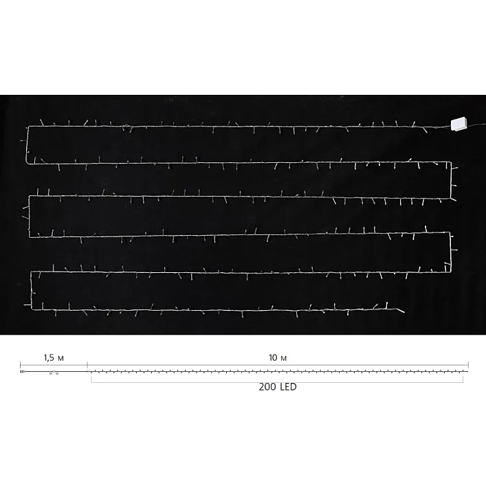Гірлянда Delux STRING С 200 LED 10m Теплий білий/прозорий IP20 (90017981)