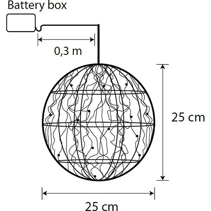 Прикраса декоративна Luca Lighting Куля Срібна D25 см 30 led (8718861660951)