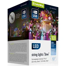 Гирлянда ColorWay Роса LED 100 10 м 8 функций разноцветная USB (CW-G-100L10NUMC)