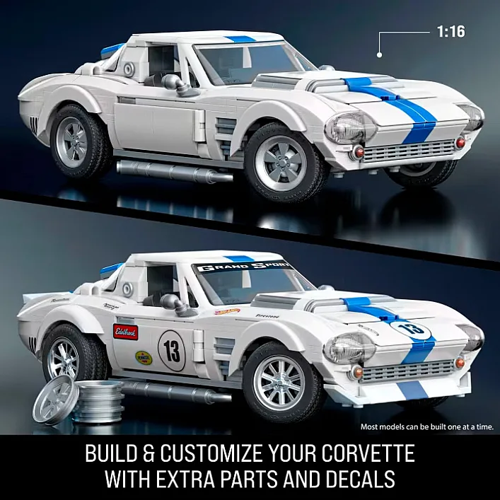 Машина Hot Wheels Brick Shop Elite Corvette Grand Sport 918 деталей (JGR31)