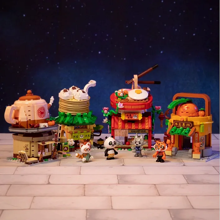 Конструктор Pantasy Kung Fu Panda Кунгфу Панда Мини Вид на улицу - Чайная лавка Шифу (86507)