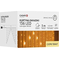Гирлянда Chomik Штора зірки 136 LED теплий білий, 3 м, від мережі (5900779880030)