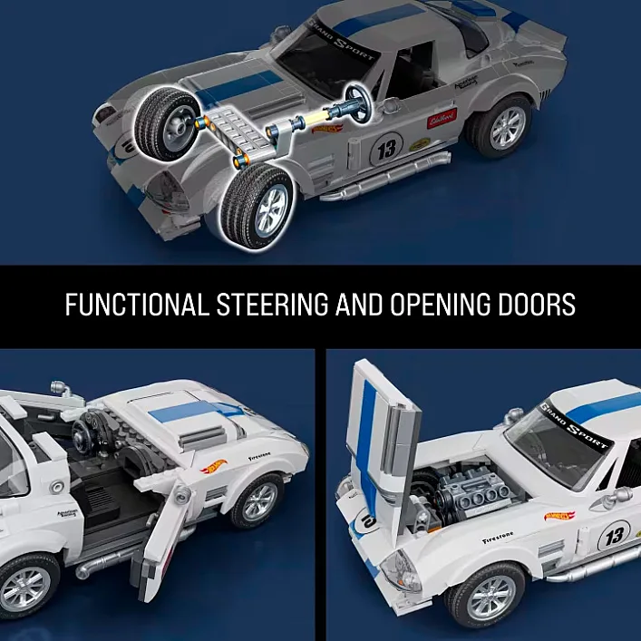 Машина Hot Wheels Brick Shop Elite Corvette Grand Sport 918 деталей (JGR31)