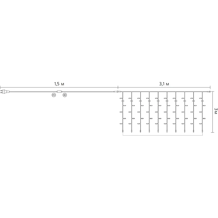 Гірлянда Delux Waterfall С 320LED 3х3 м теплий білий/прозорий IP20 (90018006)