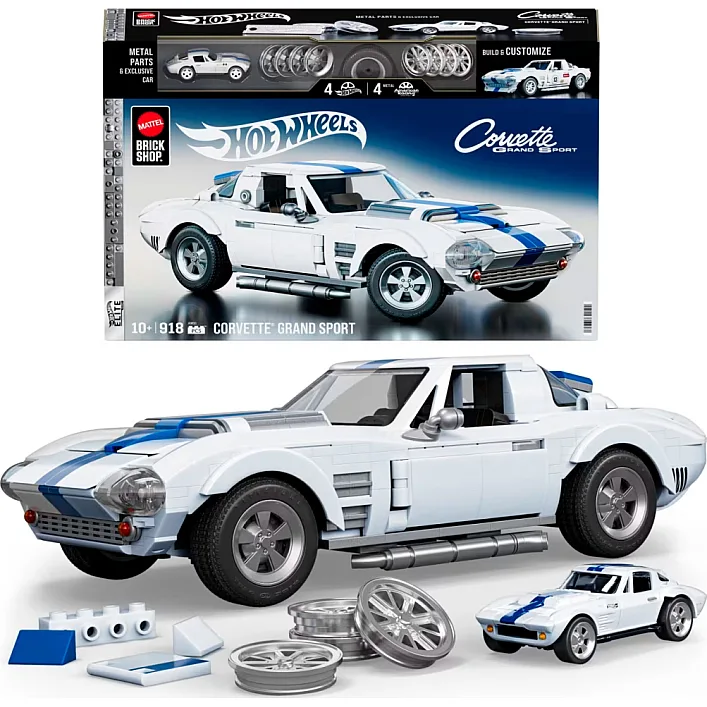 Машина Hot Wheels Brick Shop Elite Corvette Grand Sport 918 деталей (JGR31)
