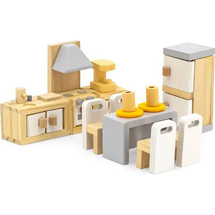 Ігровий набір Viga Toys Дерев'яні меблі для ляльок PolarB Кухня і їдальня (44038)