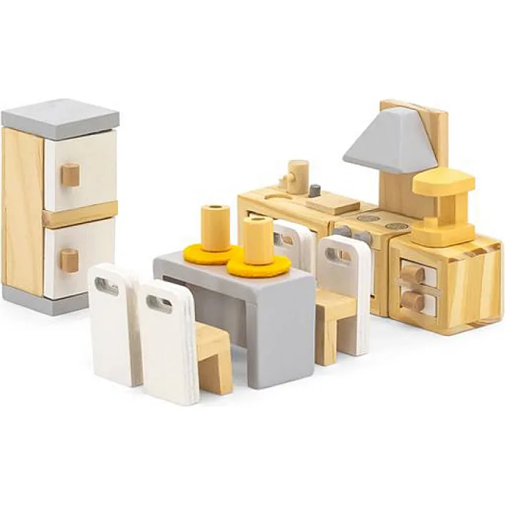 Ігровий набір Viga Toys Дерев'яні меблі для ляльок PolarB Кухня і їдальня (44038)