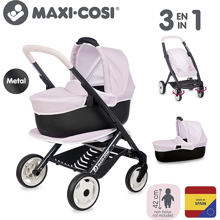 Коляска для ляльок Smoby Maxi-Cosi 3 в 1. Рожева перлина зі знімною люлькою, 55 x 39 x 64 см, 3+ (7600253121)