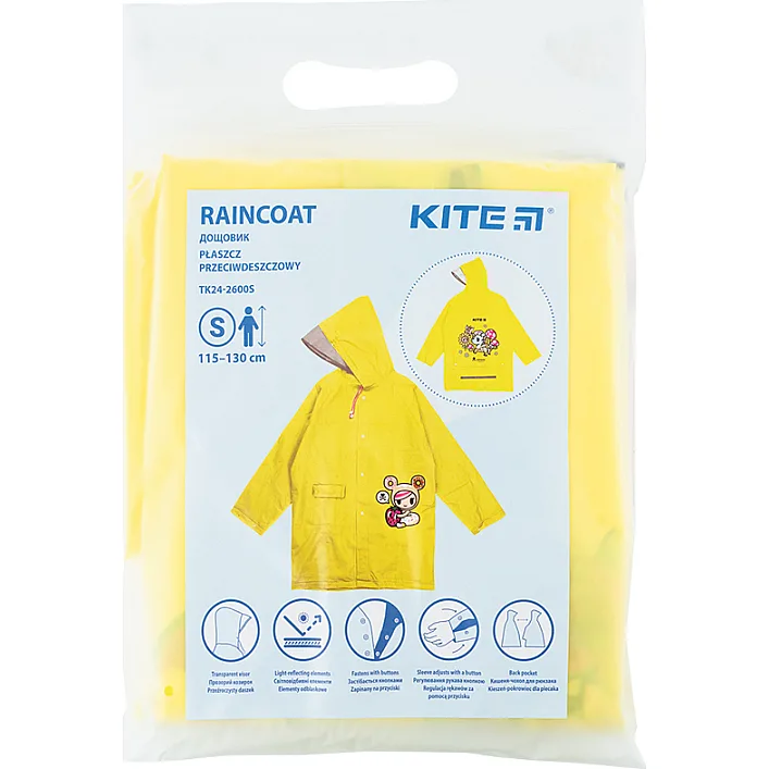 Дощовик дитячий Kite Тokidoki S 115-130 см Жовтий (TK24-2600S)