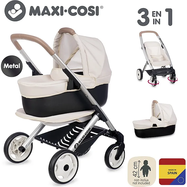 Коляска для ляльок Smoby Maxi-Cosi 3 в 1. Айворі зі знімною люлькою, 55 x 39 x 64 см, 3+ (7600253122)