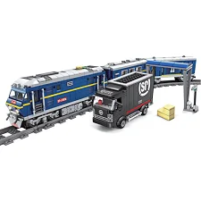 Конструктор ZIPP Toys Поезд DF11 Z с рельсами, синий на радиоуправлении (98220)