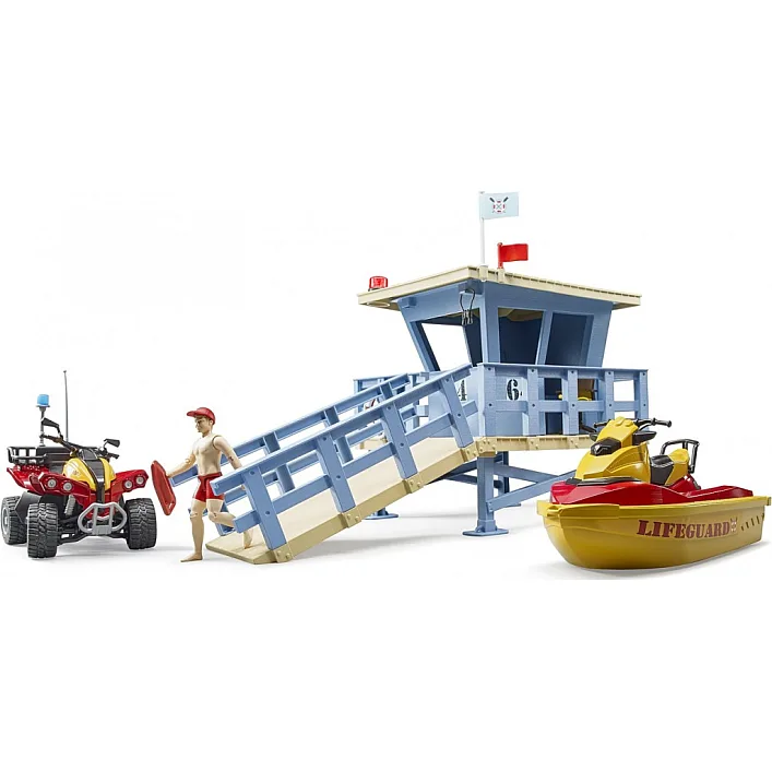 Игровой набор Bruder Спасательная водная станция с квадроциклом и скутером (62780)
