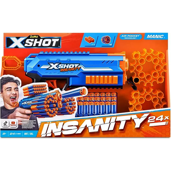 Іграшкова зброя Zuru X-Shot Швидкострільний бластер Insanity-Manic (24 патронів) (36603R)