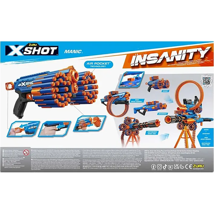 Іграшкова зброя Zuru X-Shot Швидкострільний бластер Insanity-Manic (24 патронів) (36603R)