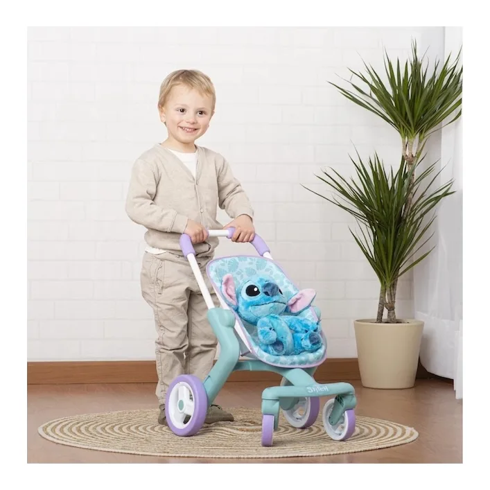 Коляска для ляльок Smoby Стіч. Прогулянка, з поворотними колесами та м'якою іграшкою (7600251225)