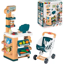 Игровой набор Smoby Интерактивный маркет с тележкой, звук. эффектом, аксессуарами 48,9 х 38,5 х 89,6 см (350238)