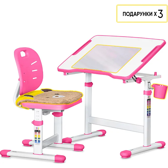 Парта зі стільцем Evo-kids Pink (Evo-07 Ergo PN)