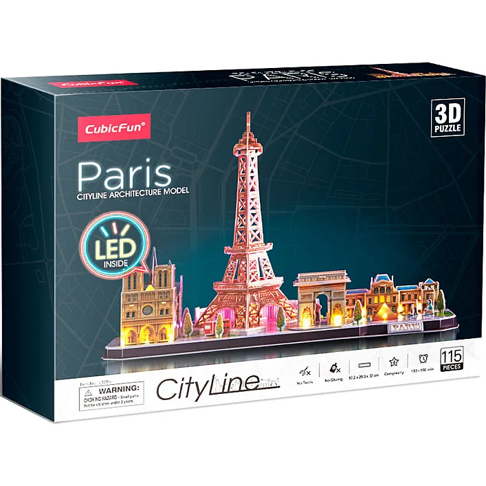 Пазл Cubic Fun Трехмерный пазл City line Париж с LED-подсветкой (L525h)