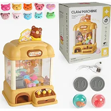 Игровой автомат G 233 A (6) подсветка, веселые мелодии, мягкие игрушки, шарики, от батареек/сети, монетки, в коробке