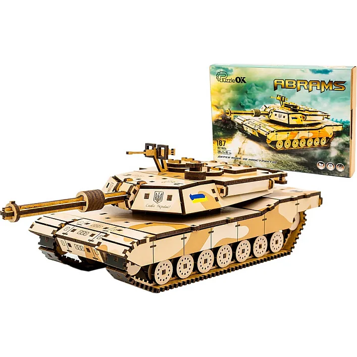 Деревянный 3D конструктор "ABRAMS" 187 дет., Puz-26917 г. 28*11*10 см PuzzleOk (Дер9171)