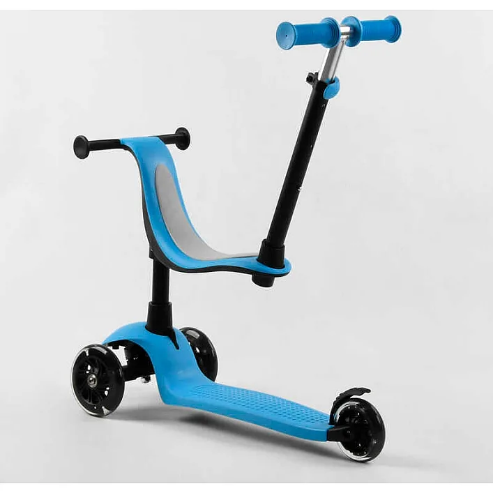 Самокат триколісний Best Scooter PL-422 (4) колеса PU зі світлом, сидіння, батьківська ручка, в коробці