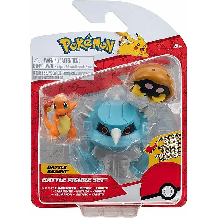 Набор игровых фигурок Pokemon W17 - Кабуто, Чармандер, Метанг