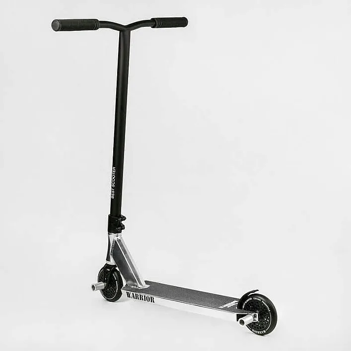 Самокат трюковый Т-30401 Best Scooter (4) "Warrior", HIC-система, ПЕГИ, алюминиевый диск и дека, колёса PU, d=120мм, ширина руля 58 см