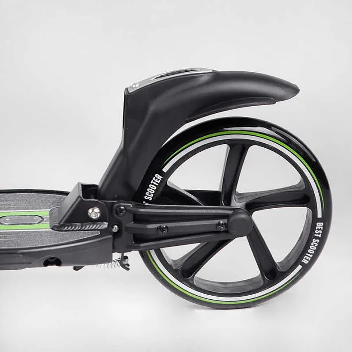 Самокат двухколесный "Best Scooter" L-22066 (2) ФАРА, колеса PU 200мм, 2 амортизатора, зажим руля, ручной тормоз, в коробке