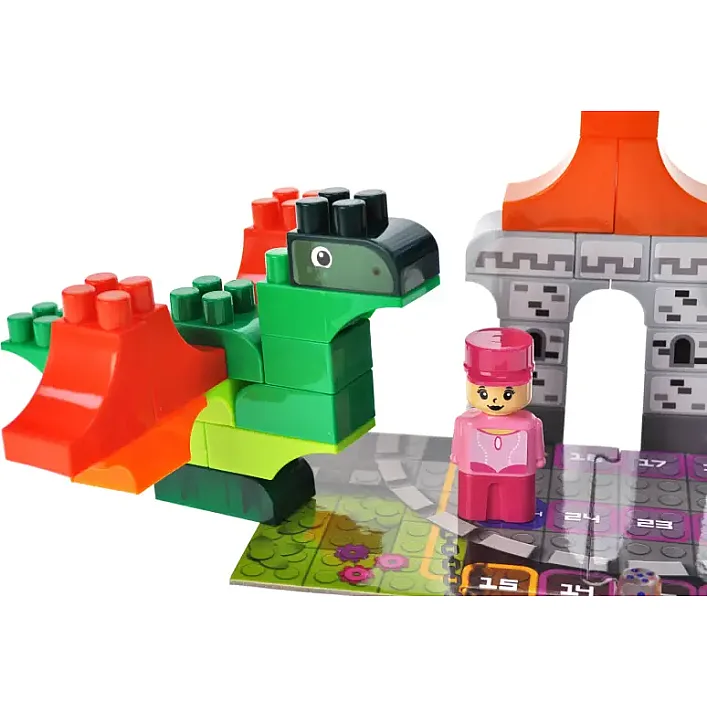 Конструктор "Block&Steps: Дракон и замок" + ходилка и мемори игра 3в1, 43дет. QB300-106 qbee (Кон7636)