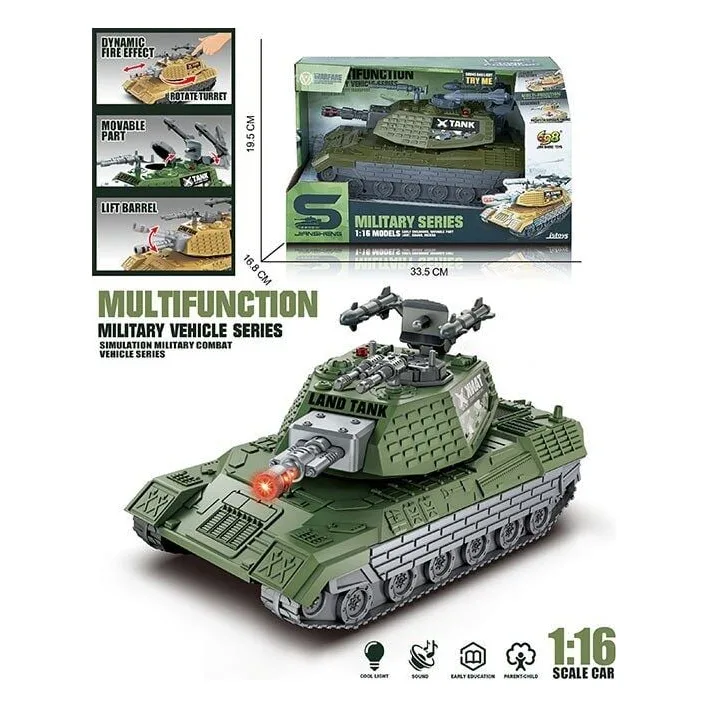 Танк JS 206 (24/2) автоматическая вибрация дула, масштаб 1:16, подсветка, инерция, на батарейках, подвижная башня с трещоткой, в коробке