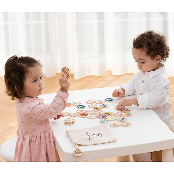 Детская игра, развивающая память Транспорт New Classic Toys, деревянная, арт. 10831