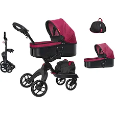 Коляска для куклы CARRELLO GLORIA 9631A DEEP RED с сумкой металл. в коробке р.68*29,5*36 см (Дев0771)