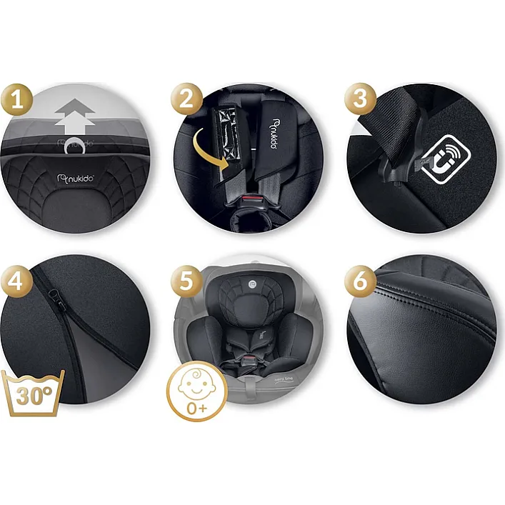 Автокресло Nukido Aero Line ISOFIX 0-36 кг, черное