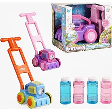 Газонокосилка с мыльными пузырями 26061 (36/2) "WToys", 2 цвета, высота 43см, подсветка, 2 бутылочки с мыльным раствором, в коробке