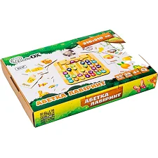 Деревянная игрушка монтессоры "Азбука лабиринт" Puz-72859, 25 карт 35 букв