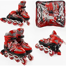 Ролики 96056-L /размер 39-43/ цвет – КРАСНЫЙ (6) колеса PVC, стелька 25-27 см, ПЕРЕДНЕЕ КОЛЕСО СВЕТ, d – 6.5 см, в сумке